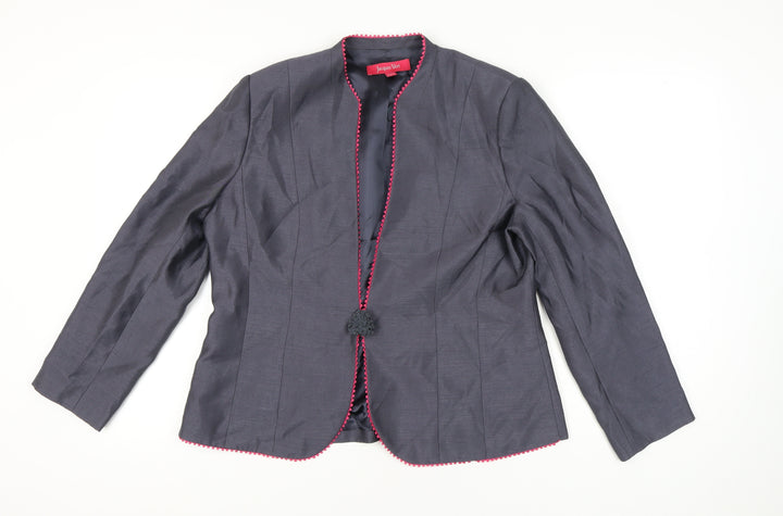 Jacques Vert Womens Grey Suit Jacket UK 16 Shawl Collar Tailored