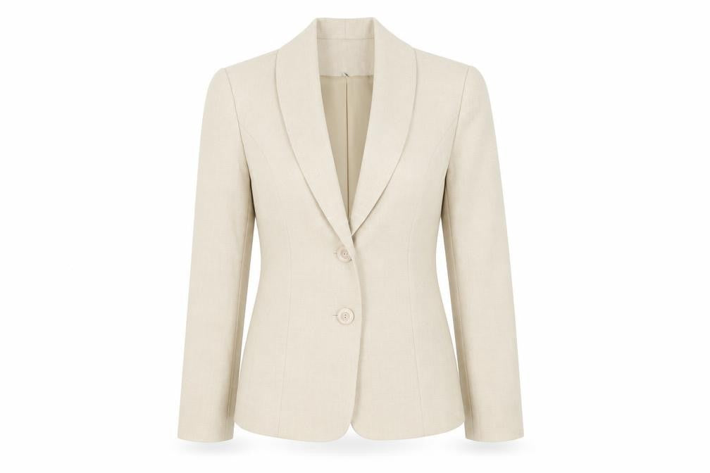 Front view of Honor Millburn Beige women’s, size UK 10, shawl collar suit jacket