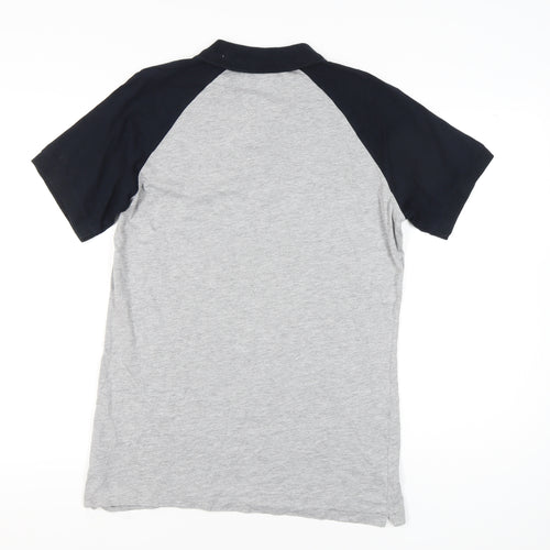 French Connection Men’s Grey Black Polo Shirt XL Cotton Blend