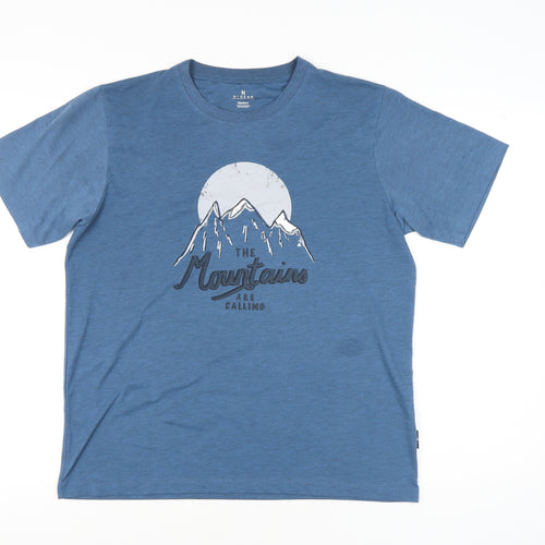 Hi Gear Men’s Blue Graphic Outdoor Mountain T-Shirt Medium Regular Fit