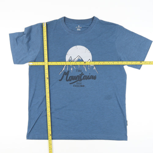 Hi Gear Men’s Blue Graphic Outdoor Mountain T-Shirt Medium Regular Fit