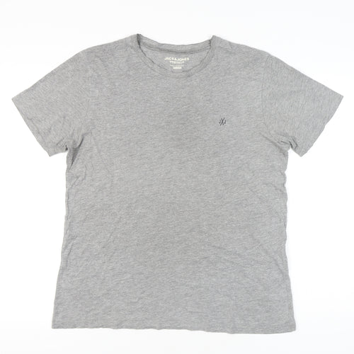 Jack & Jones Men’s Grey Regular Fit Crew Neck T-Shirt Size M