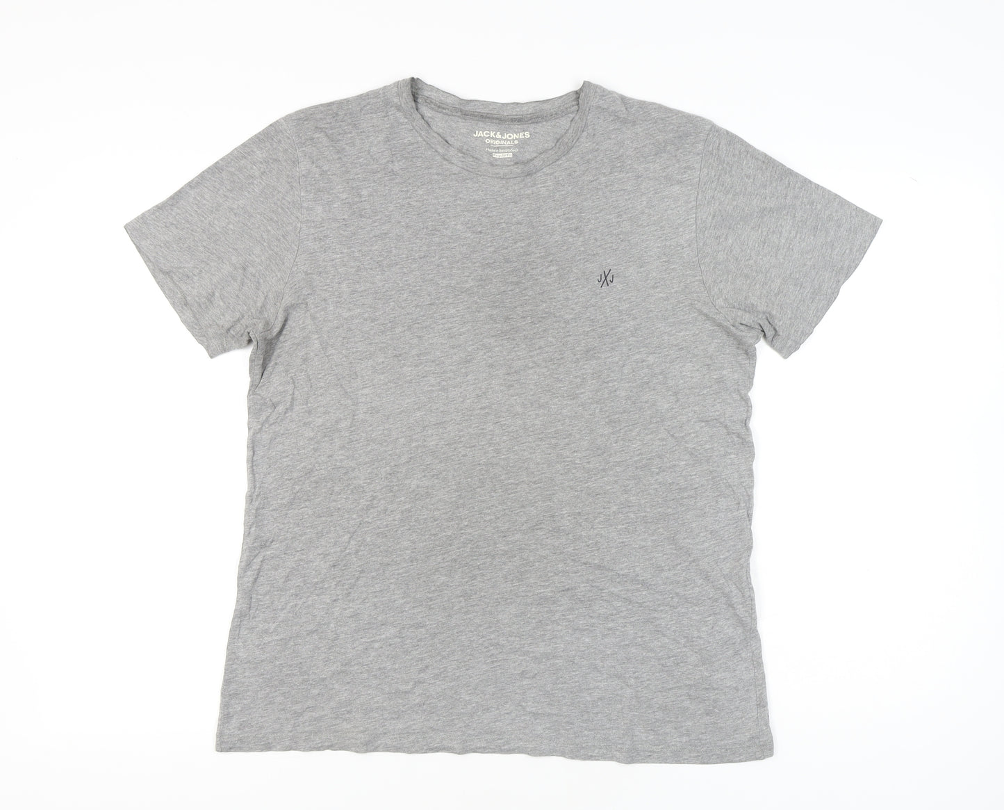 Jack & Jones Men’s Grey Regular Fit Crew Neck T-Shirt Size M
