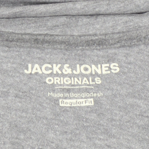 Jack & Jones Men’s Grey Regular Fit Crew Neck T-Shirt Size M