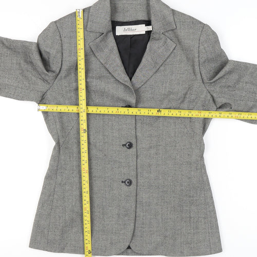 InWear Women’s Grey Herringbone Blazer Jacket UK 6 Classic Workwear
