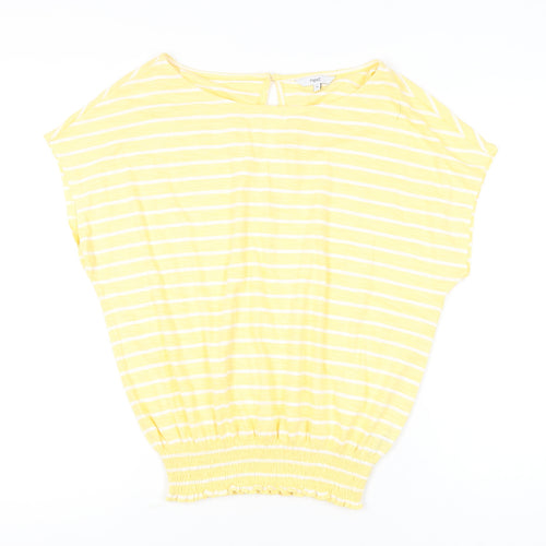 Next Women’s Yellow Striped Cotton T-Shirt Size 10 Casual