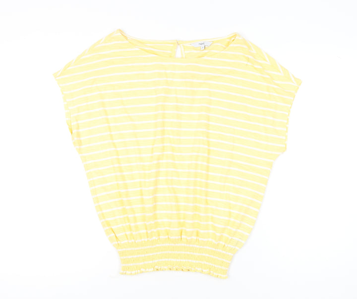Next Women’s Yellow Striped Cotton T-Shirt Size 10 Casual