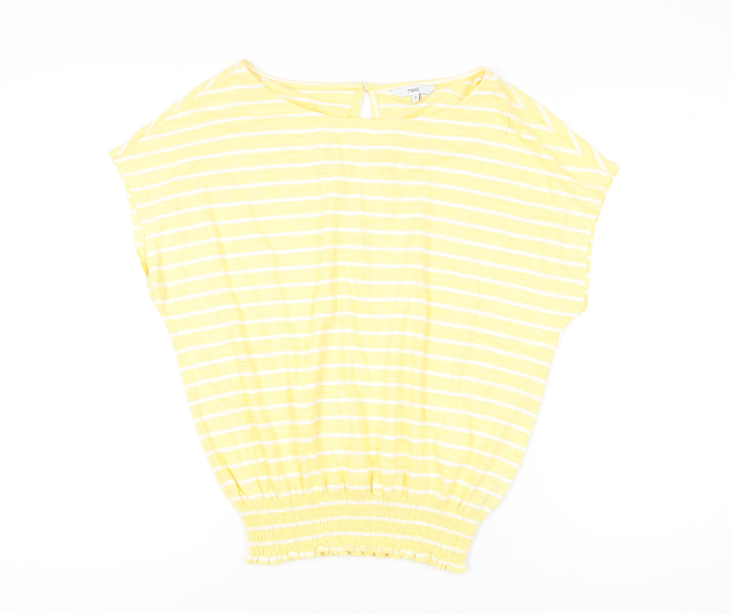 Next Women’s Yellow Striped Cotton T-Shirt Size 10 Casual