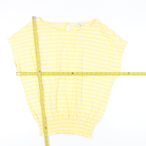 Next Women’s Yellow Striped Cotton T-Shirt Size 10 Casual