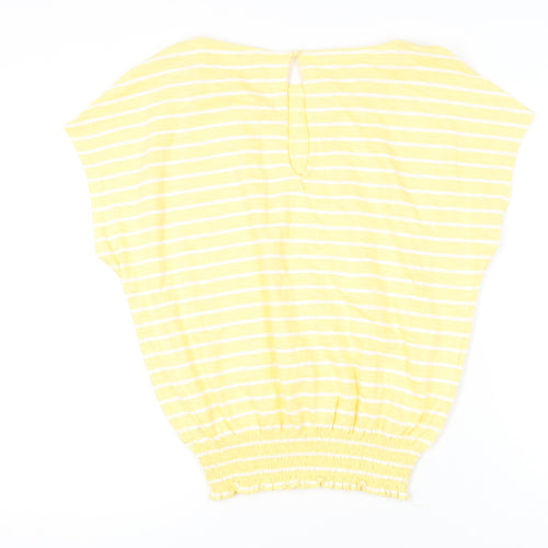 Next Women’s Yellow Striped Cotton T-Shirt Size 10 Casual