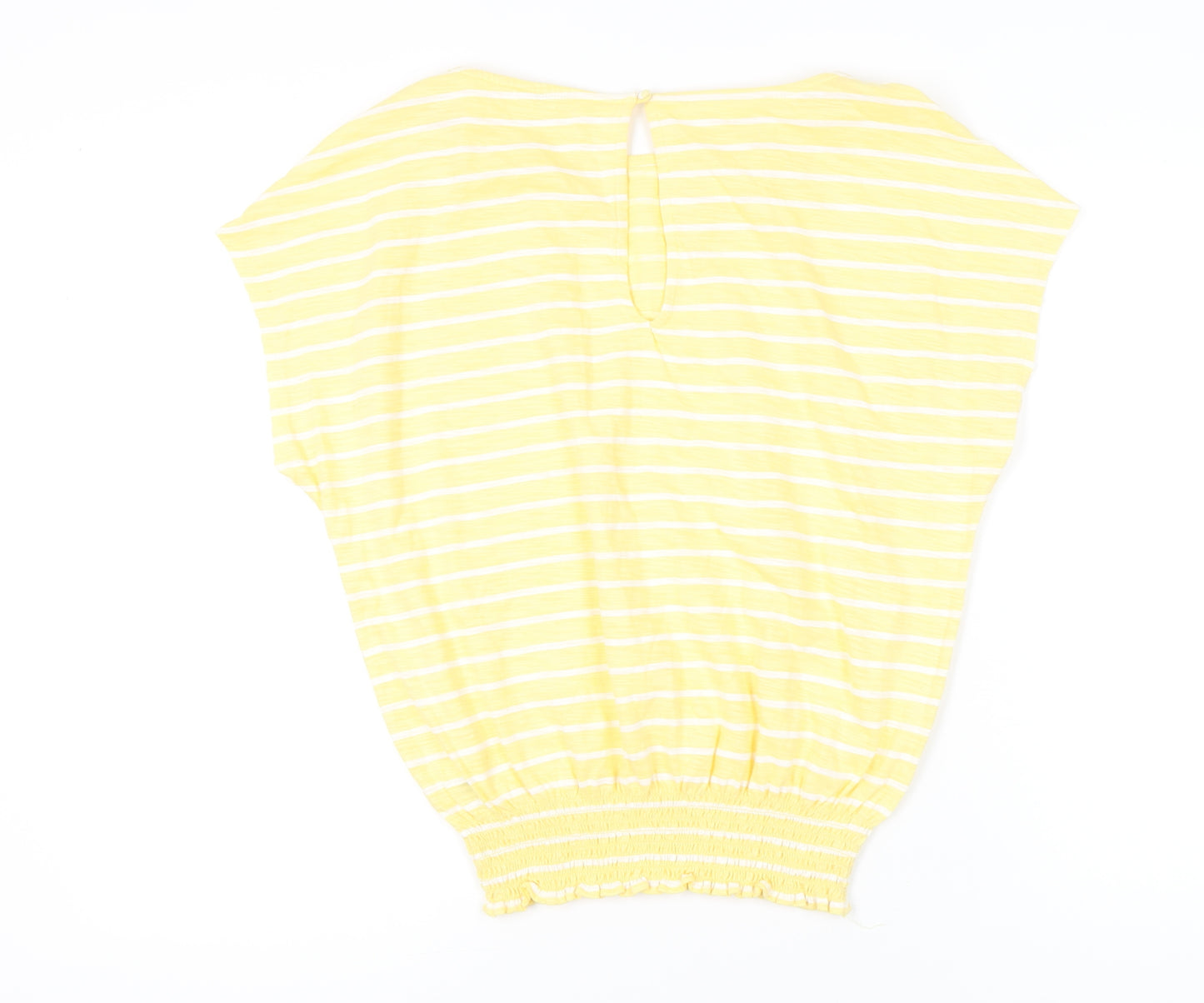 Next Women’s Yellow Striped Cotton T-Shirt Size 10 Casual