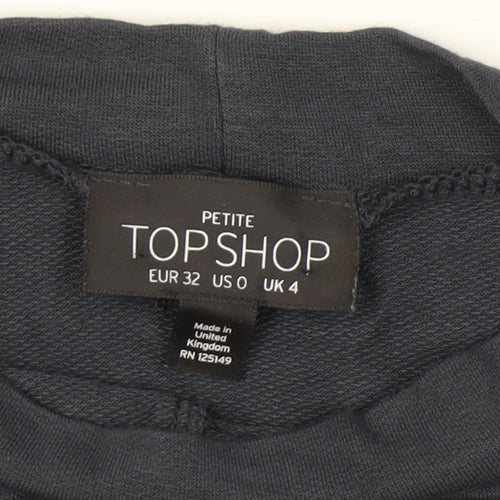Topshop Petite Women’s Blue Bodycon Dress UK 4 Long Sleeve High Neck