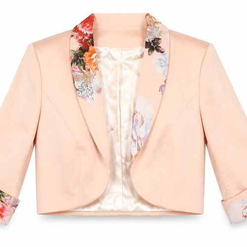 L'Atelier Women's Pink Floral Cropped Blazer Size 14