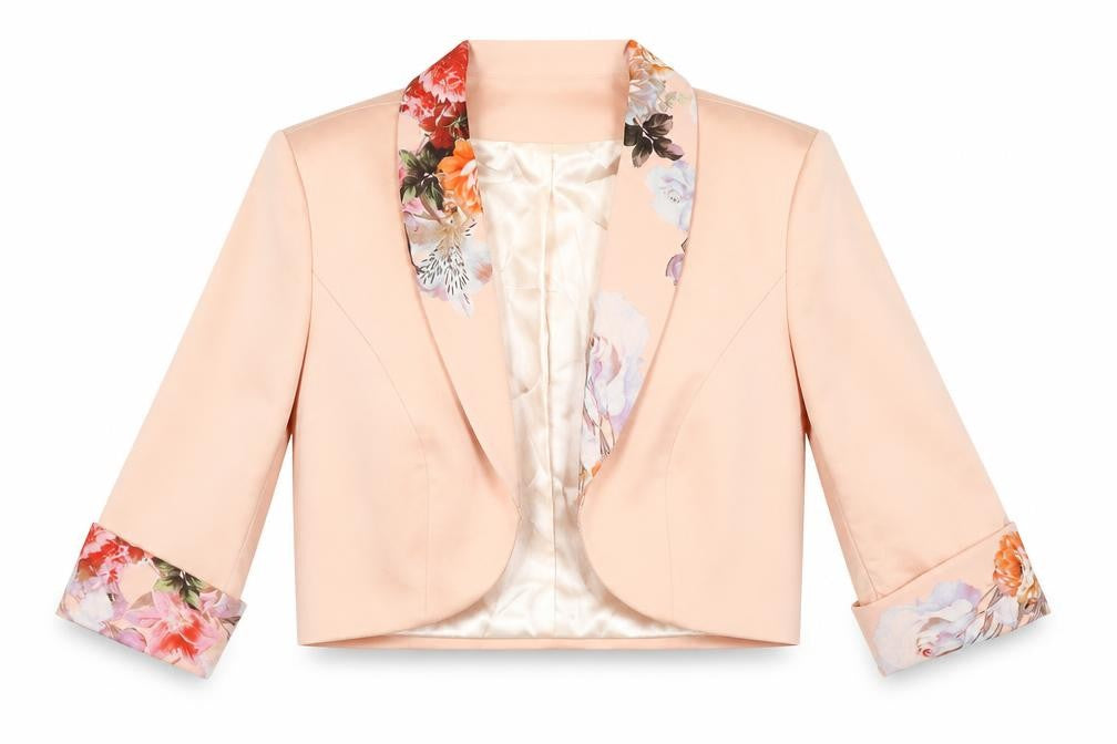 L'Atelier Women's Pink Floral Cropped Blazer Size 14