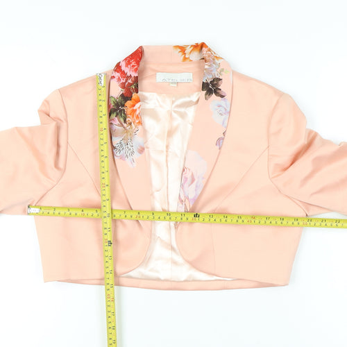 L'Atelier Women's Pink Floral Cropped Blazer Size 14