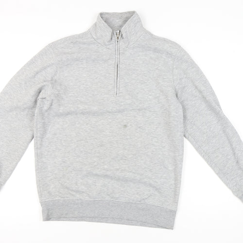 MNG Men’s Grey 1/4 Zip High Neck Sweatshirt Size S Regular Fit