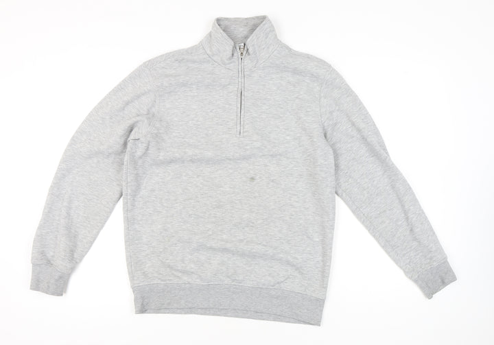 MNG Men’s Grey 1/4 Zip High Neck Sweatshirt Size S Regular Fit