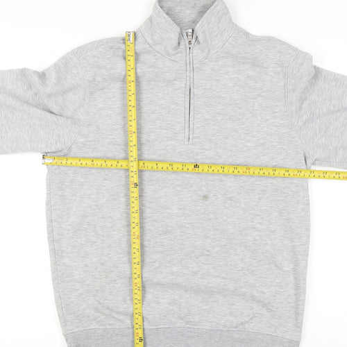 MNG Men’s Grey 1/4 Zip High Neck Sweatshirt Size S Regular Fit