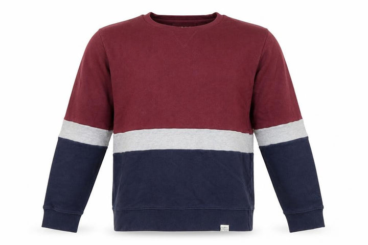 Pull&Bear Men’s Colour Block Sweatshirt L Red Grey Blue Crew Neck