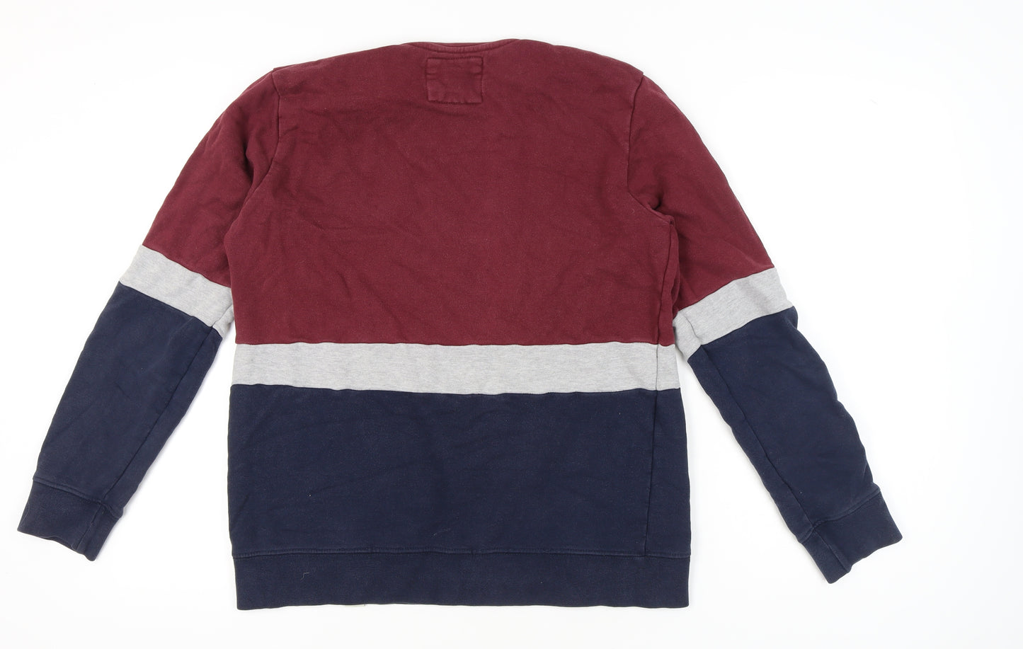 Pull&Bear Men’s Colour Block Sweatshirt L Red Grey Blue Crew Neck