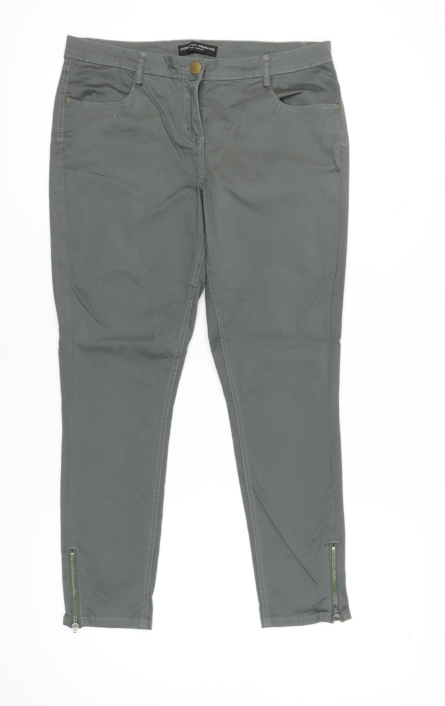 Dorothy Perkins Womens Grey Size 14 Skinny Stretch Jeans with Ankle Zips