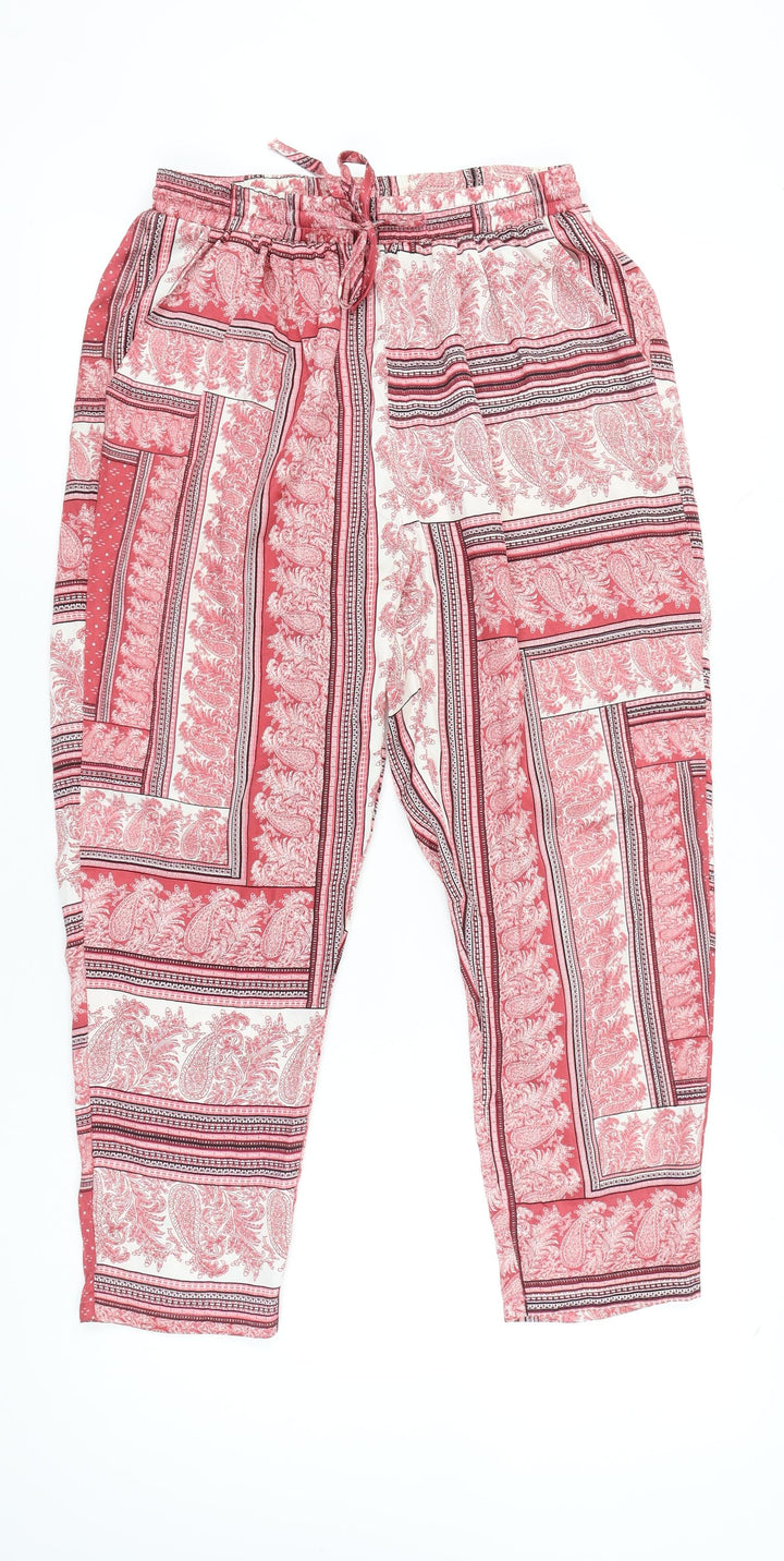 PrettyLittleThing Womens Red Paisley Jogger Trousers Size 12