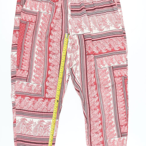 PrettyLittleThing Womens Red Paisley Jogger Trousers Size 12