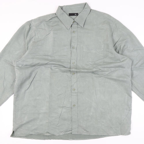 BHS Men’s Green 2XL 47-49" Long Sleeve Button-Up Shirt Viscose Blend