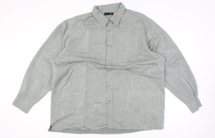 BHS Men’s Green 2XL 47-49" Long Sleeve Button-Up Shirt Viscose Blend