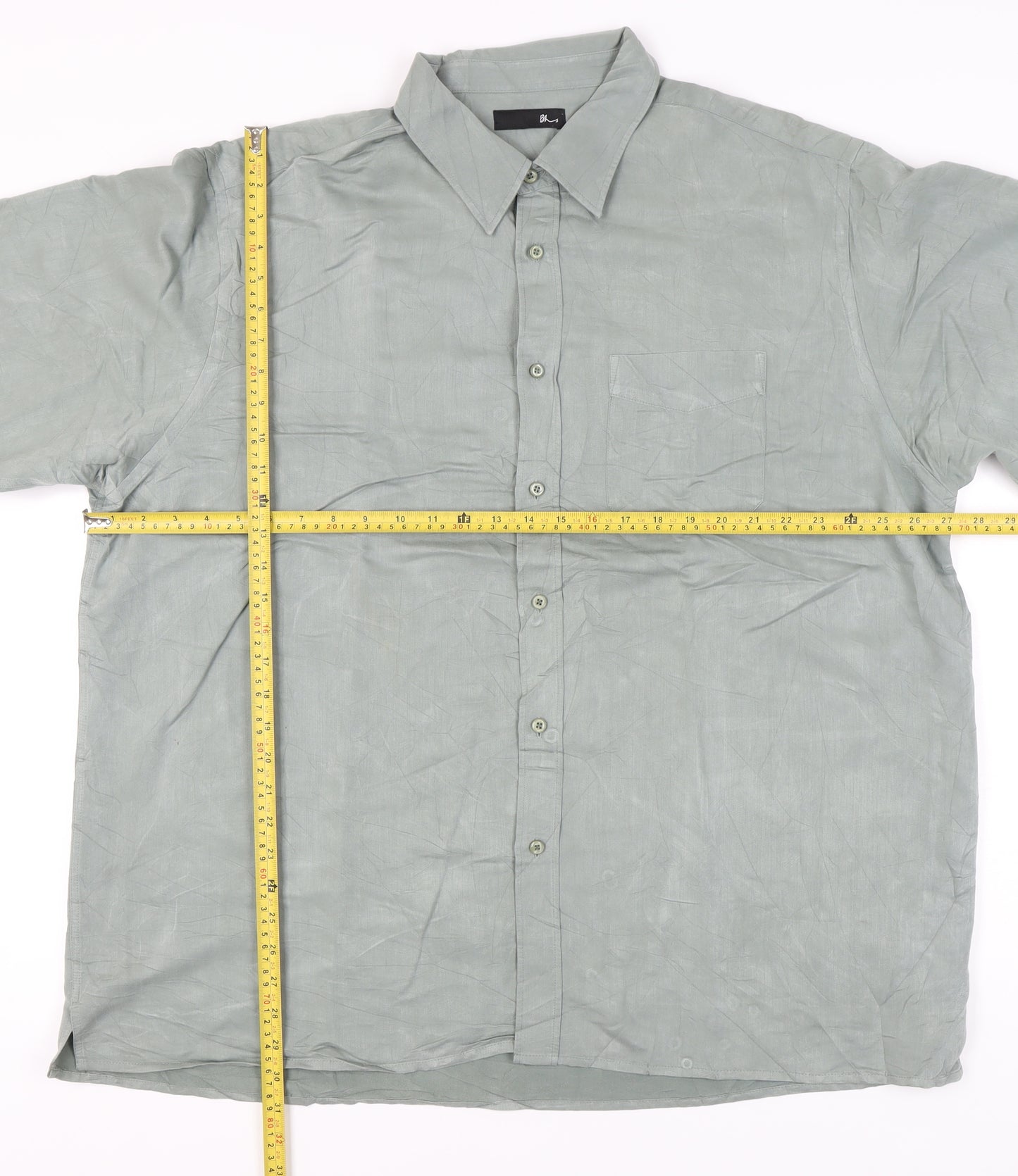 BHS Men’s Green 2XL 47-49" Long Sleeve Button-Up Shirt Viscose Blend
