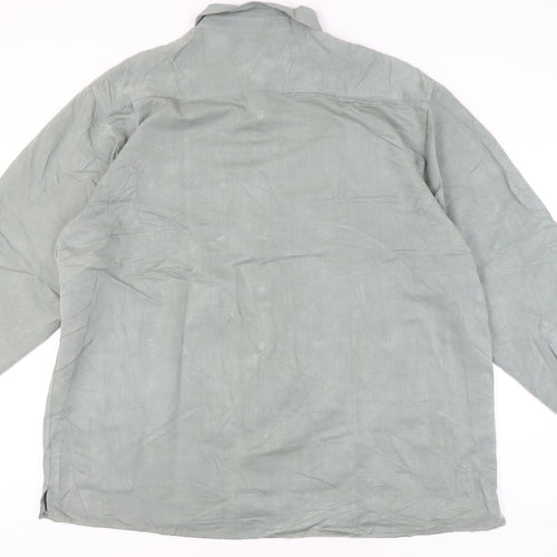 BHS Men’s Green 2XL 47-49" Long Sleeve Button-Up Shirt Viscose Blend
