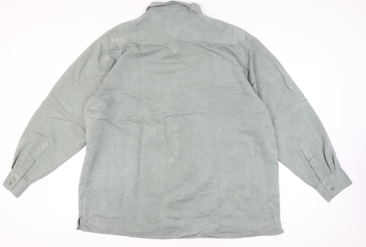 BHS Men’s Green 2XL 47-49" Long Sleeve Button-Up Shirt Viscose Blend