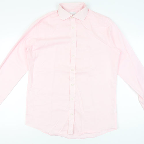 John Lewis Men’s Pink Slim Fit Long Sleeve Button-Up Shirt Size 16
