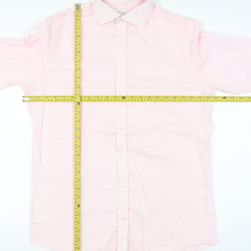 John Lewis Men’s Pink Slim Fit Long Sleeve Button-Up Shirt Size 16