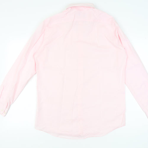 John Lewis Men’s Pink Slim Fit Long Sleeve Button-Up Shirt Size 16