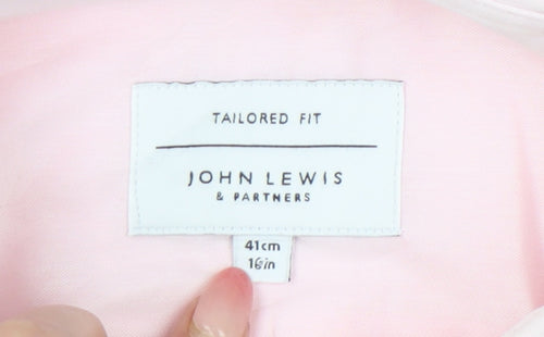 John Lewis Men’s Pink Slim Fit Long Sleeve Button-Up Shirt Size 16