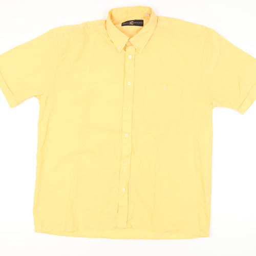 Roberto Bertolucci Men's Yellow XL Short Sleeve Button-Down Shirt
