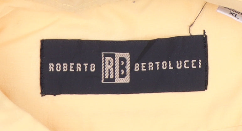 Roberto Bertolucci Men's Yellow XL Short Sleeve Button-Down Shirt