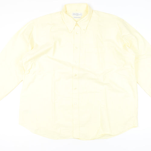 Marks and Spencer Men’s Yellow XL Button-Down Cotton Shirt