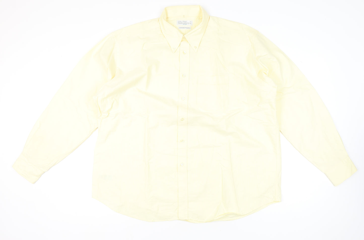 Marks and Spencer Men’s Yellow XL Button-Down Cotton Shirt