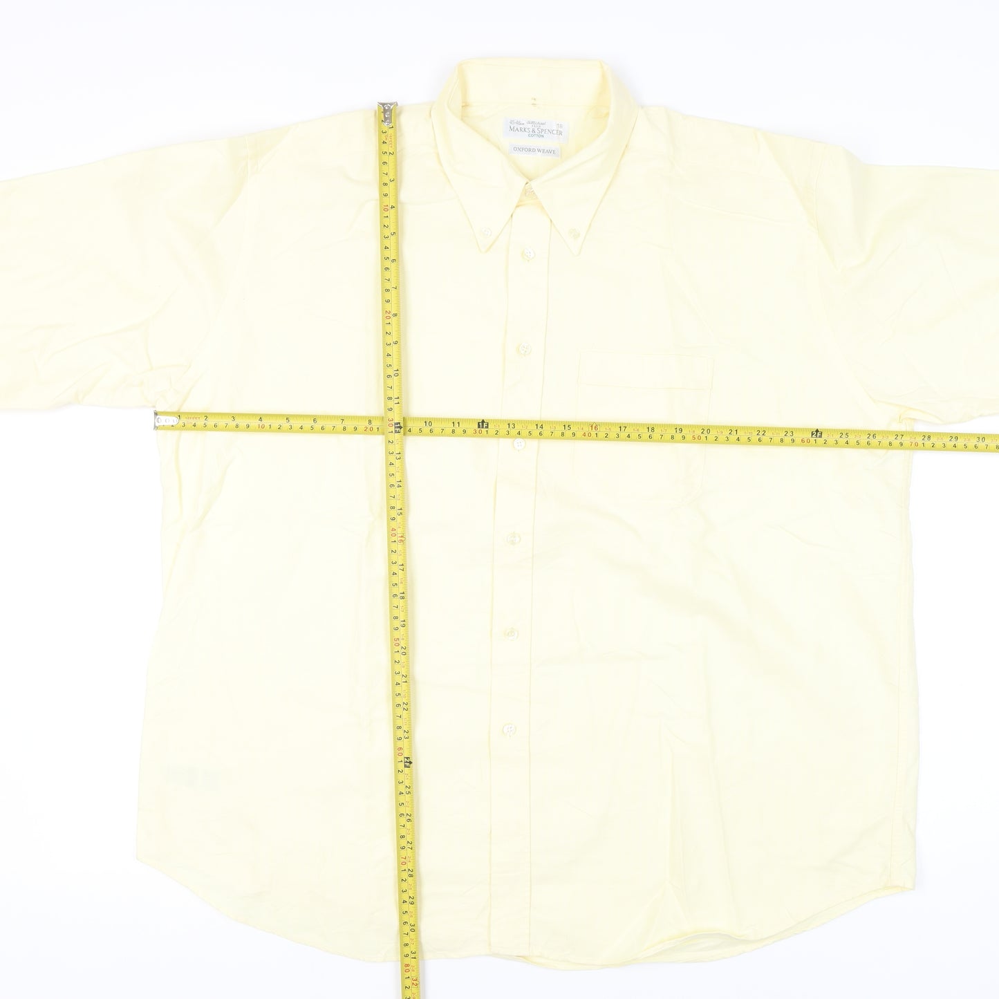 Marks and Spencer Men’s Yellow XL Button-Down Cotton Shirt