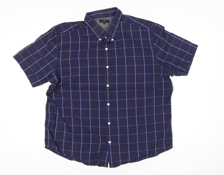 Jasper Conran Men’s Blue Check Cotton Short Sleeve Shirt XL 46-48"