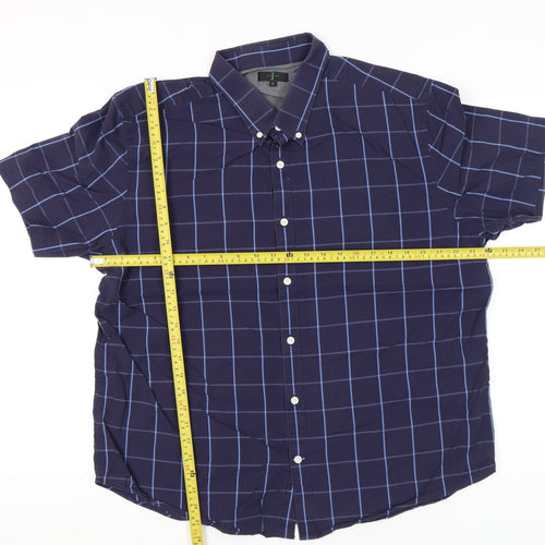 Jasper Conran Men’s Blue Check Cotton Short Sleeve Shirt XL 46-48"