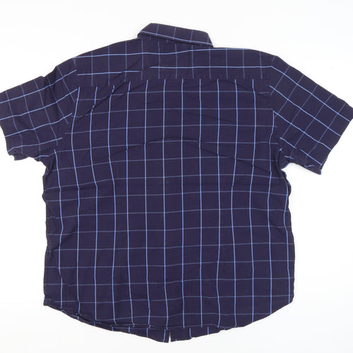 Jasper Conran Men’s Blue Check Cotton Short Sleeve Shirt XL 46-48"