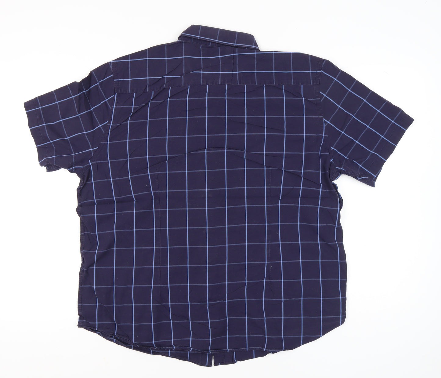 Jasper Conran Men’s Blue Check Cotton Short Sleeve Shirt XL 46-48"