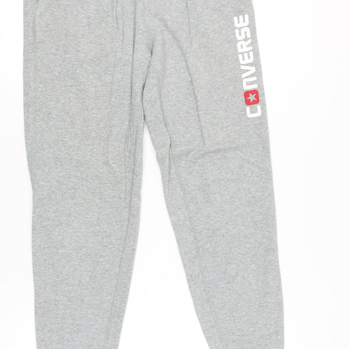 Converse Mens Grey Jogger Sweatpants S Regular Fit Casual Trousers