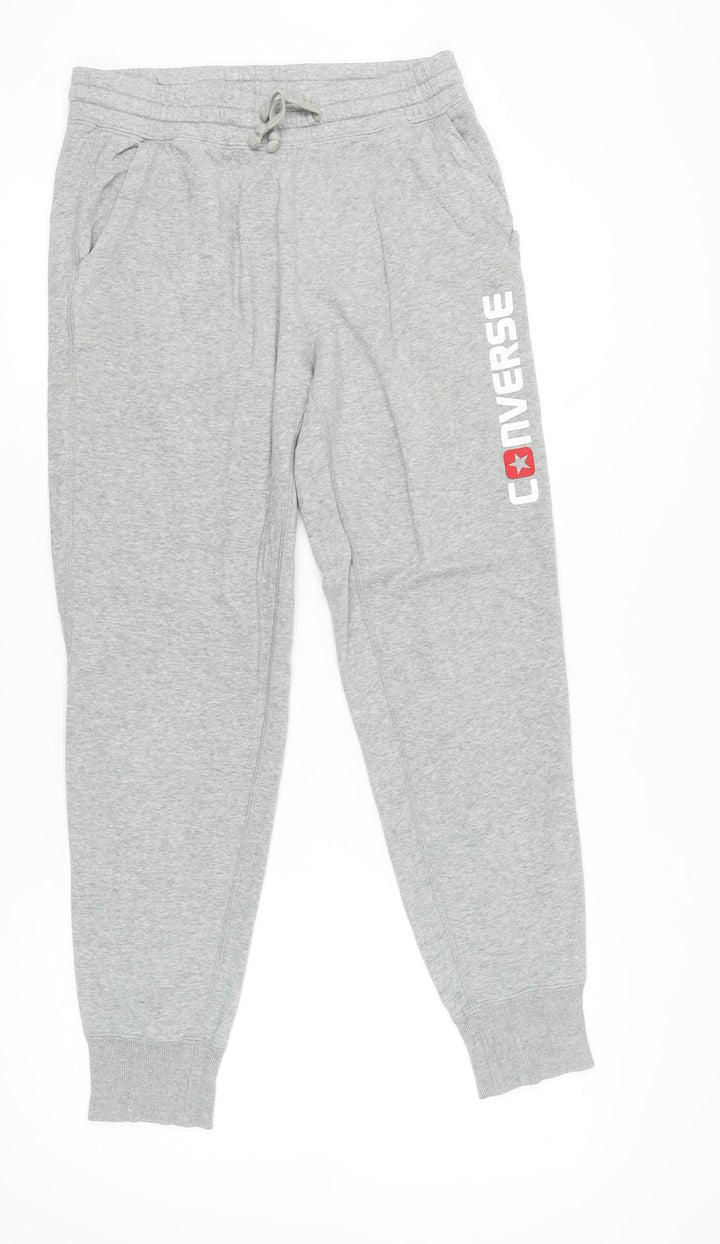 Converse Mens Grey Jogger Sweatpants S Regular Fit Casual Trousers