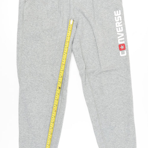 Converse Mens Grey Jogger Sweatpants S Regular Fit Casual Trousers