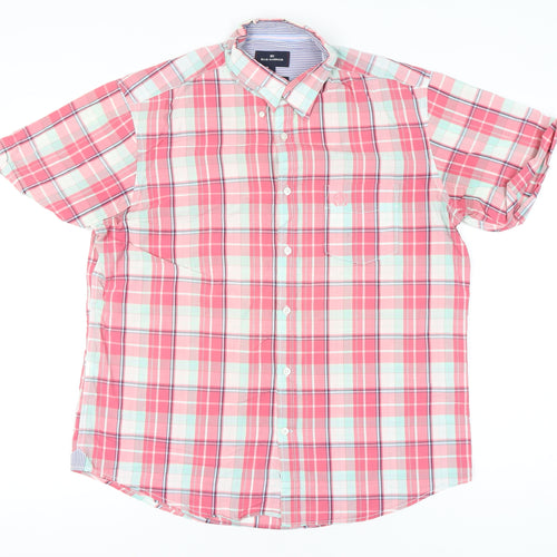 Marks and Spencer Blue Harbour Mens Pink Plaid Cotton Shirt L 41-43"