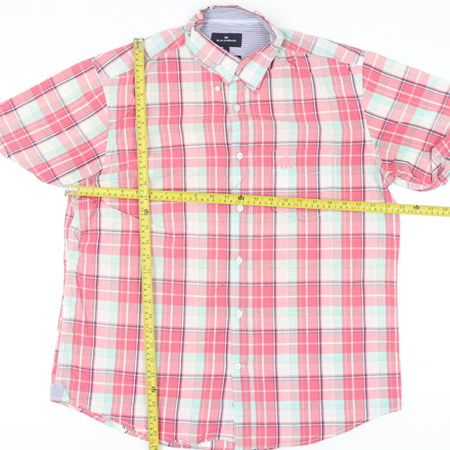 Marks and Spencer Blue Harbour Mens Pink Plaid Cotton Shirt L 41-43"